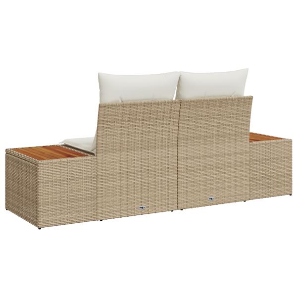 Grote foto vidaxl tuinbank 2 zits met opbergruimte en kussens poly rattan beige tuin en terras tuinmeubelen