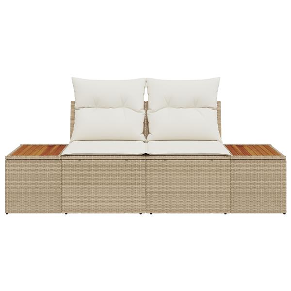 Grote foto vidaxl tuinbank 2 zits met opbergruimte en kussens poly rattan beige tuin en terras tuinmeubelen