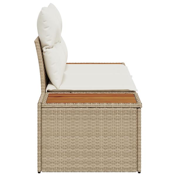 Grote foto vidaxl tuinbank 2 zits met opbergruimte en kussens poly rattan beige tuin en terras tuinmeubelen