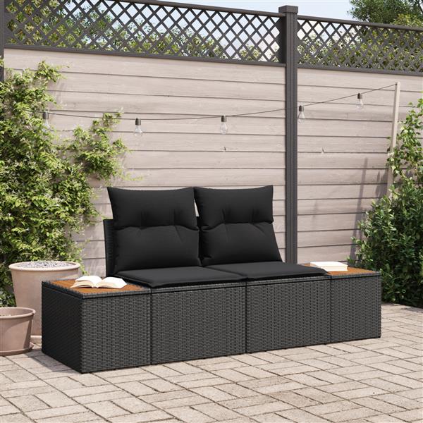 Grote foto vidaxl tuinbank 2 zits met opbergruimte en kussens poly rattan zwart tuin en terras tuinmeubelen
