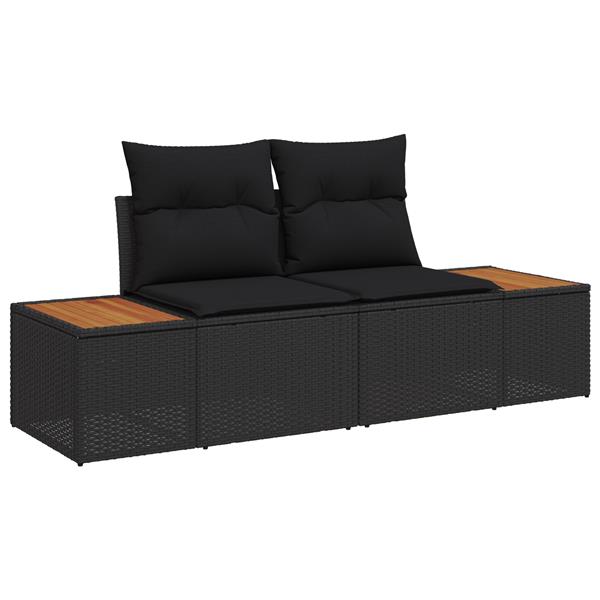 Grote foto vidaxl tuinbank 2 zits met opbergruimte en kussens poly rattan zwart tuin en terras tuinmeubelen