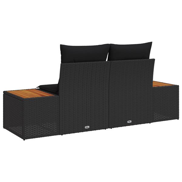 Grote foto vidaxl tuinbank 2 zits met opbergruimte en kussens poly rattan zwart tuin en terras tuinmeubelen