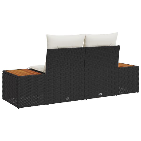 Grote foto vidaxl tuinbank 2 zits met opbergruimte en kussens poly rattan zwart tuin en terras tuinmeubelen