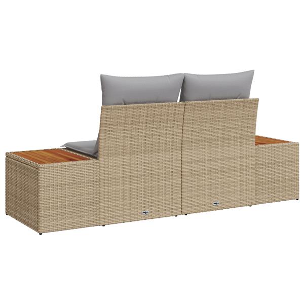 Grote foto vidaxl tuinbank 2 zits met kussens poly rattan beige tuin en terras tuinmeubelen