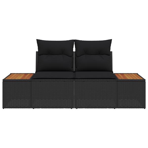Grote foto vidaxl tuinbank 2 zits met kussens poly rattan zwart tuin en terras tuinmeubelen