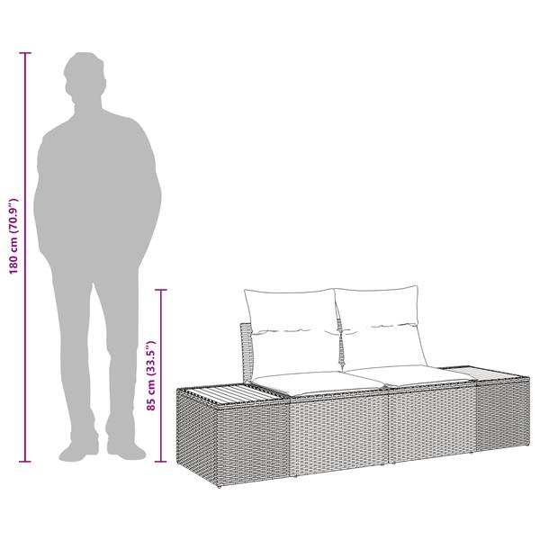Grote foto vidaxl tuinbank 2 zits met kussens poly rattan zwart tuin en terras tuinmeubelen