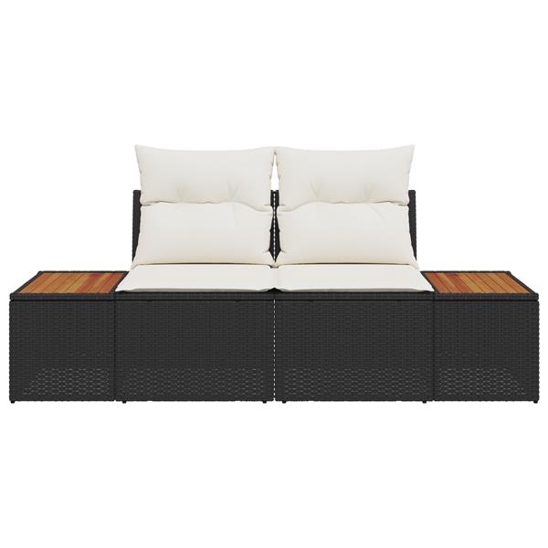 Grote foto vidaxl tuinbank 2 zits met kussens poly rattan zwart tuin en terras tuinmeubelen
