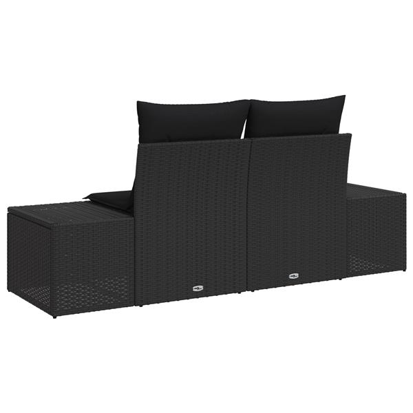Grote foto vidaxl tuinbank 2 zits met opbergruimte en kussens poly rattan zwart tuin en terras tuinmeubelen