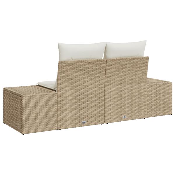 Grote foto vidaxl tuinbank 2 zits met opbergruimte en kussens poly rattan beige tuin en terras tuinmeubelen