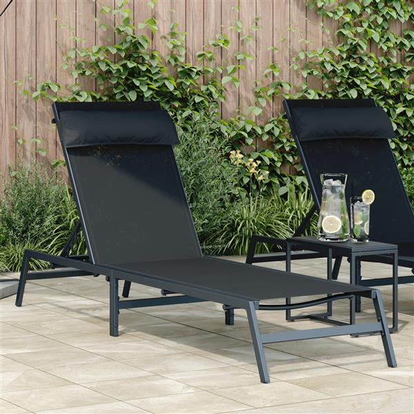 Grote foto vidaxl ligbed antraciet 197x52x25 5 cm textilene tuin en terras tuinmeubelen