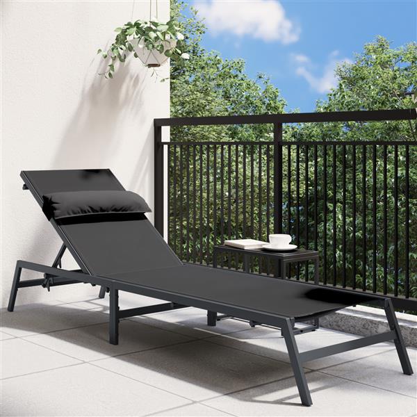 Grote foto vidaxl ligbed antraciet 197x52x25 5 cm textilene tuin en terras tuinmeubelen