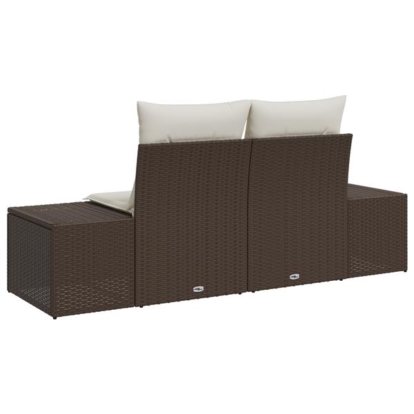 Grote foto vidaxl tuinbank 2 zits met opbergruimte en kussens poly rattan bruin tuin en terras tuinmeubelen