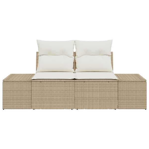 Grote foto vidaxl tuinbank 2 zits met kussens poly rattan beige tuin en terras tuinmeubelen