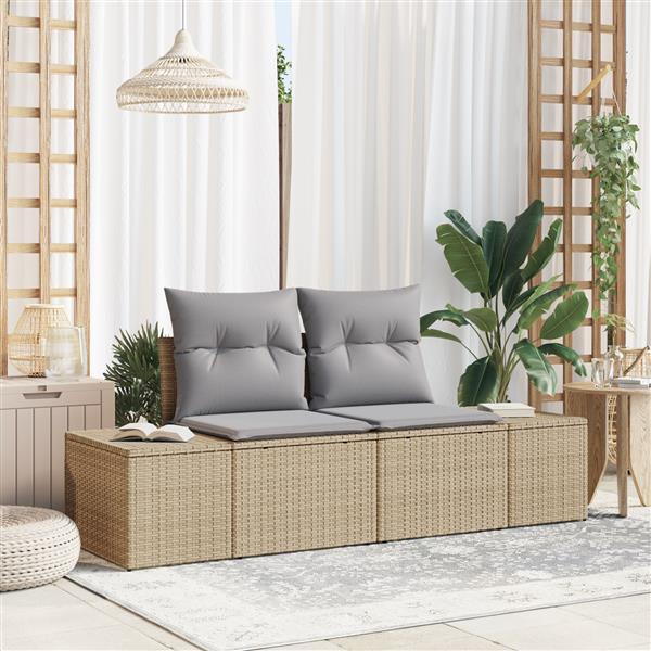 Grote foto vidaxl tuinbank 2 zits met kussens poly rattan beige tuin en terras tuinmeubelen