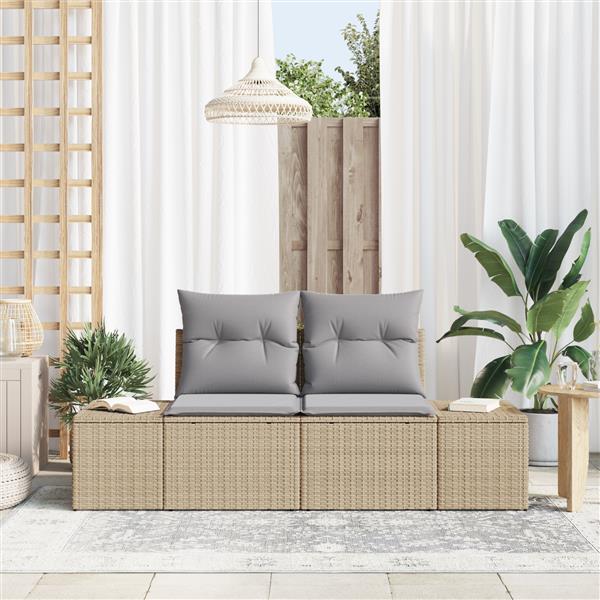 Grote foto vidaxl tuinbank 2 zits met kussens poly rattan beige tuin en terras tuinmeubelen