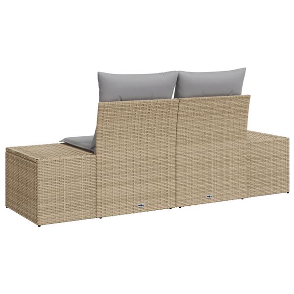 Grote foto vidaxl tuinbank 2 zits met kussens poly rattan beige tuin en terras tuinmeubelen