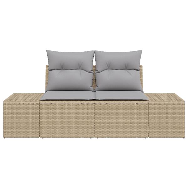 Grote foto vidaxl tuinbank 2 zits met kussens poly rattan beige tuin en terras tuinmeubelen
