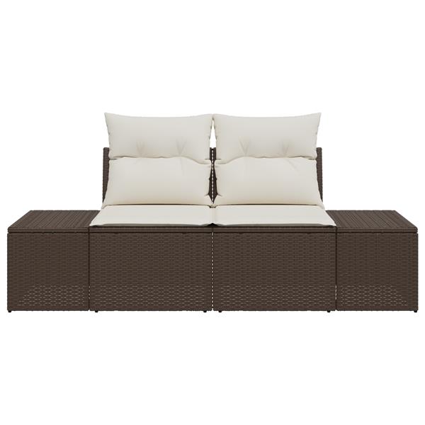 Grote foto vidaxl tuinbank 2 zits met kussens poly rattan bruin tuin en terras tuinmeubelen