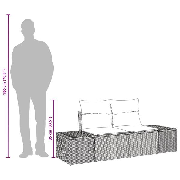 Grote foto vidaxl tuinbank 2 zits met kussens poly rattan bruin tuin en terras tuinmeubelen