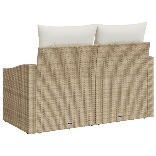 Grote foto vidaxl tuinbank 2 zits met opbergruimte en kussens poly rattan beige tuin en terras tuinmeubelen