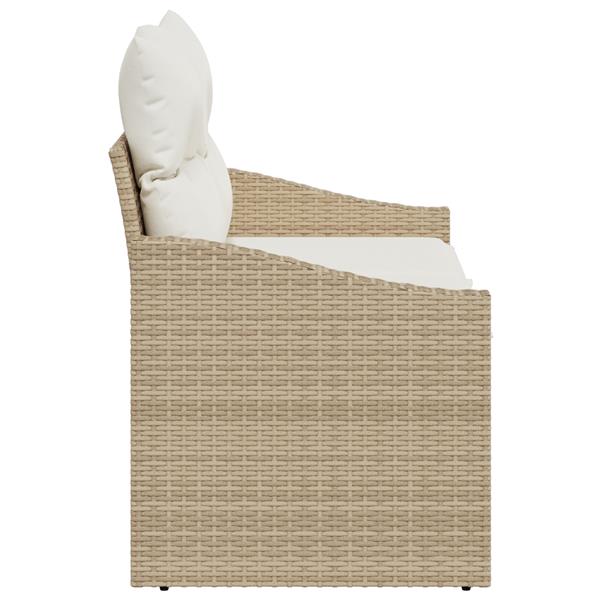 Grote foto vidaxl tuinbank 2 zits met opbergruimte en kussens poly rattan beige tuin en terras tuinmeubelen