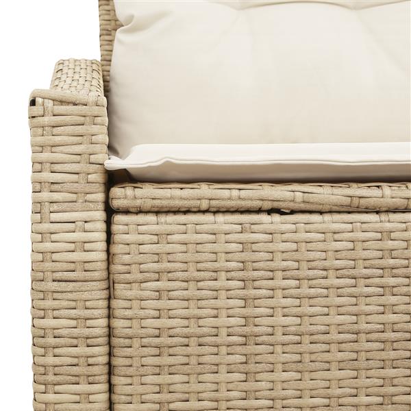 Grote foto vidaxl tuinbank 2 zits met opbergruimte en kussens poly rattan beige tuin en terras tuinmeubelen