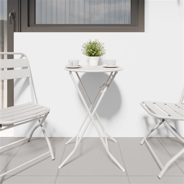 Grote foto vidaxl opvouwbare tuintafel wit 50x72 cm staal tuin en terras tuinmeubelen