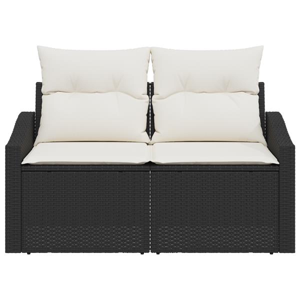 Grote foto vidaxl tuinbank 2 zits met opbergruimte en kussens poly rattan zwart tuin en terras tuinmeubelen