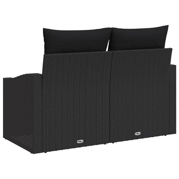 Grote foto vidaxl tuinbank 2 zits met kussens poly rattan zwart tuin en terras tuinmeubelen
