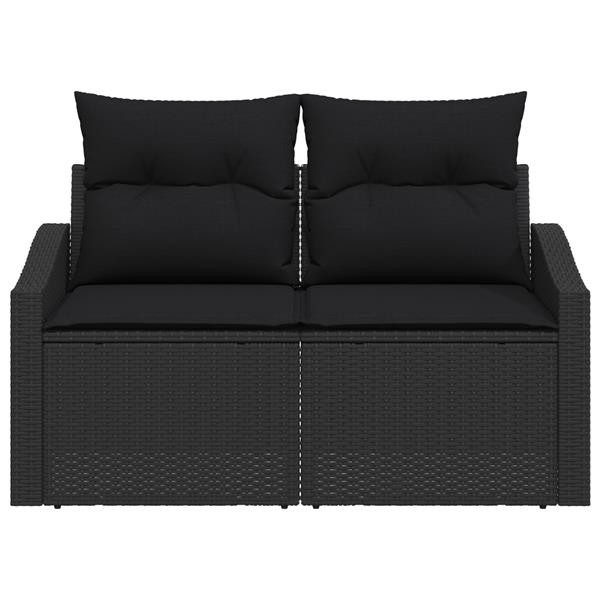 Grote foto vidaxl tuinbank 2 zits met kussens poly rattan zwart tuin en terras tuinmeubelen