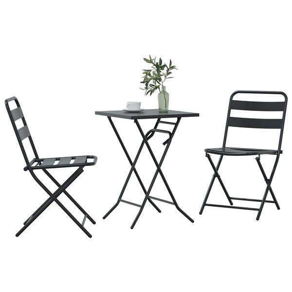 Grote foto vidaxl 3 delige opvouwbare bistro set in anthraciet staal tuin en terras tuinmeubelen