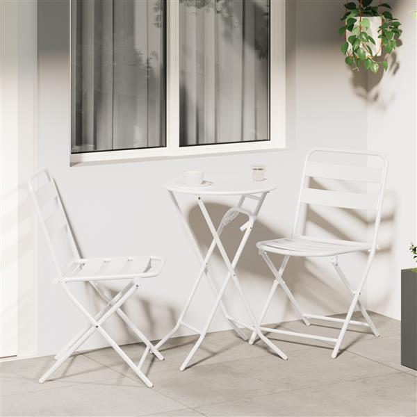 Grote foto vidaxl 3 delige vouwbare bistro set wit staal tuin en terras tuinmeubelen