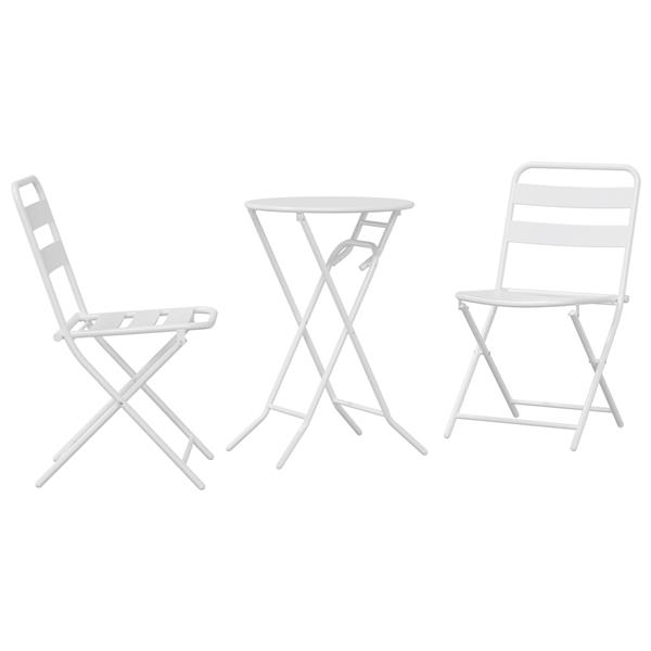 Grote foto vidaxl 3 delige vouwbare bistro set wit staal tuin en terras tuinmeubelen