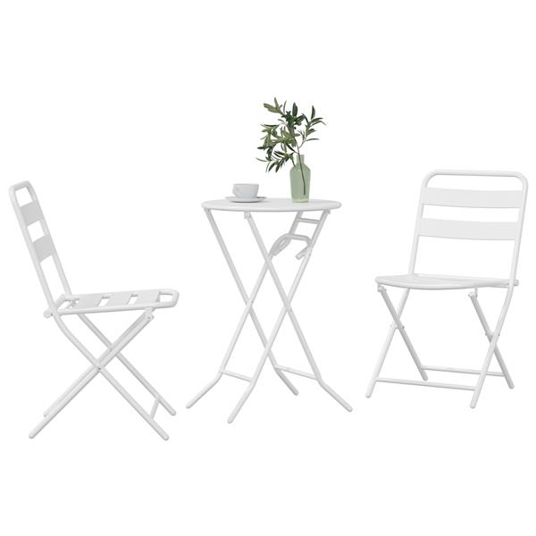 Grote foto vidaxl 3 delige vouwbare bistro set wit staal tuin en terras tuinmeubelen