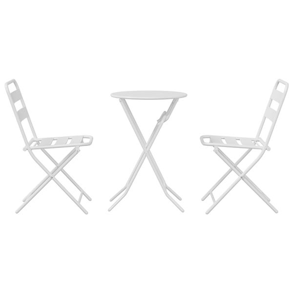 Grote foto vidaxl 3 delige vouwbare bistro set wit staal tuin en terras tuinmeubelen