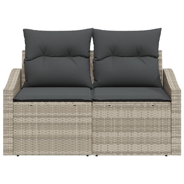 Grote foto vidaxl tuinbank 2 zits met kussens poly rattan grijs tuin en terras tuinmeubelen