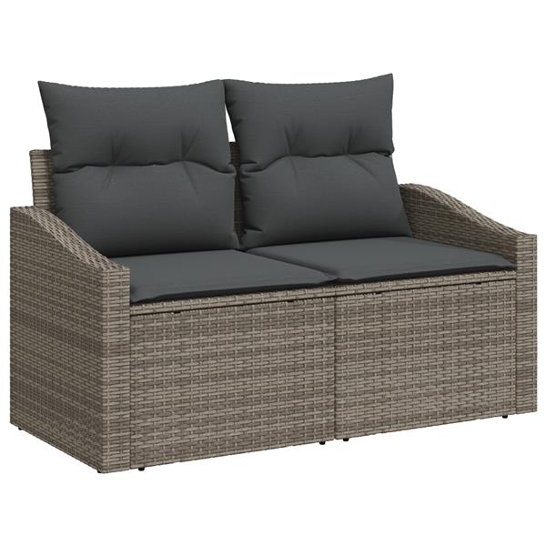 Grote foto vidaxl tuinbank 2 zits met kussens poly rattan grijs tuin en terras tuinmeubelen