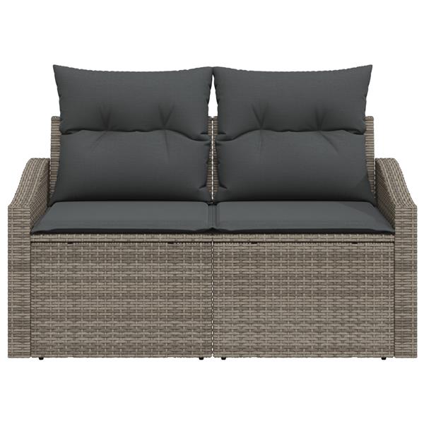 Grote foto vidaxl tuinbank 2 zits met kussens poly rattan grijs tuin en terras tuinmeubelen