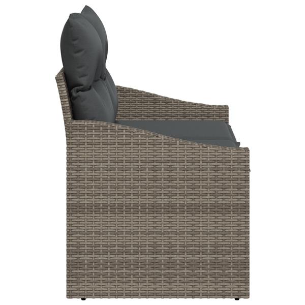 Grote foto vidaxl tuinbank 2 zits met kussens poly rattan grijs tuin en terras tuinmeubelen