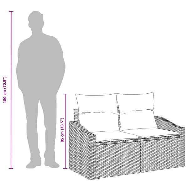 Grote foto vidaxl tuinbank 2 zits met kussens poly rattan grijs tuin en terras tuinmeubelen