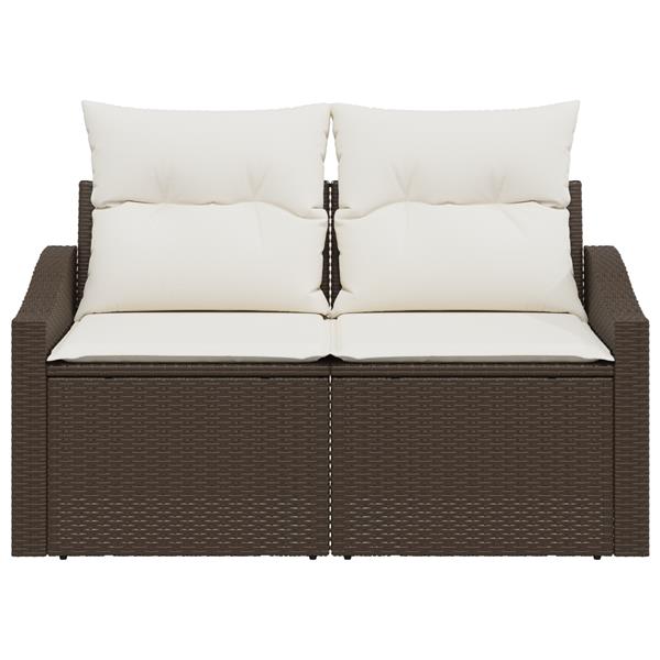 Grote foto vidaxl tuinbank 2 zits met kussens poly rattan bruin tuin en terras tuinmeubelen