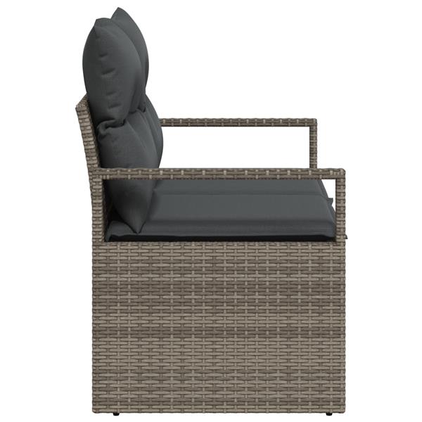Grote foto vidaxl tuinbank 2 zits met opbergruimte en kussens poly rattan grijs tuin en terras tuinmeubelen
