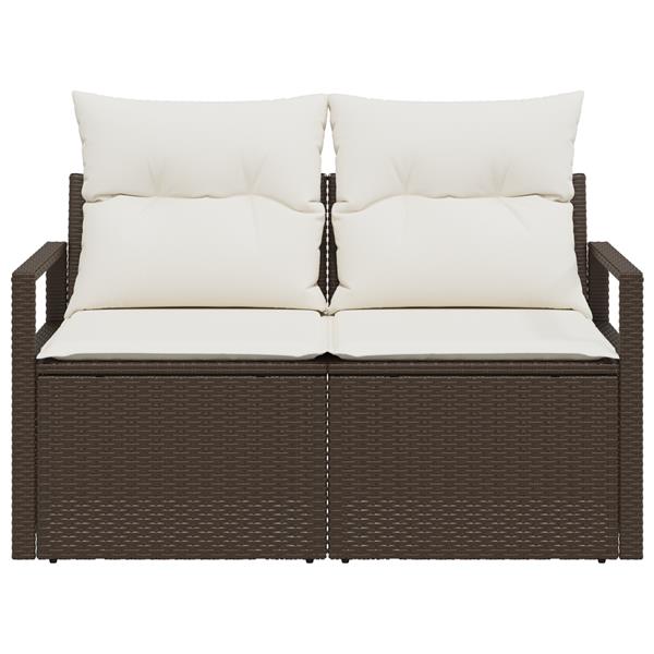 Grote foto vidaxl tuinbank 2 zits met opbergruimte en kussens poly rattan bruin tuin en terras tuinmeubelen