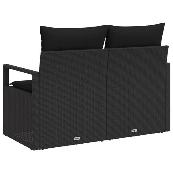 Grote foto vidaxl tuinbank 2 zits met kussens poly rattan zwart tuin en terras tuinmeubelen