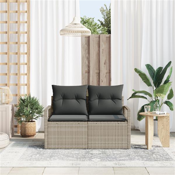 Grote foto vidaxl tuinbank 2 zits met kussens poly rattan grijs tuin en terras tuinmeubelen