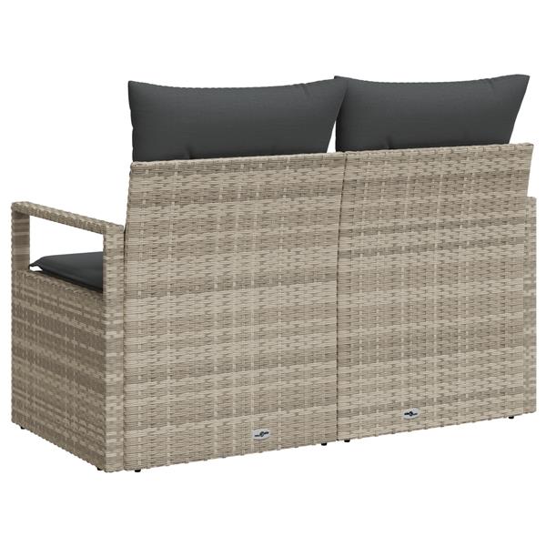 Grote foto vidaxl tuinbank 2 zits met kussens poly rattan grijs tuin en terras tuinmeubelen