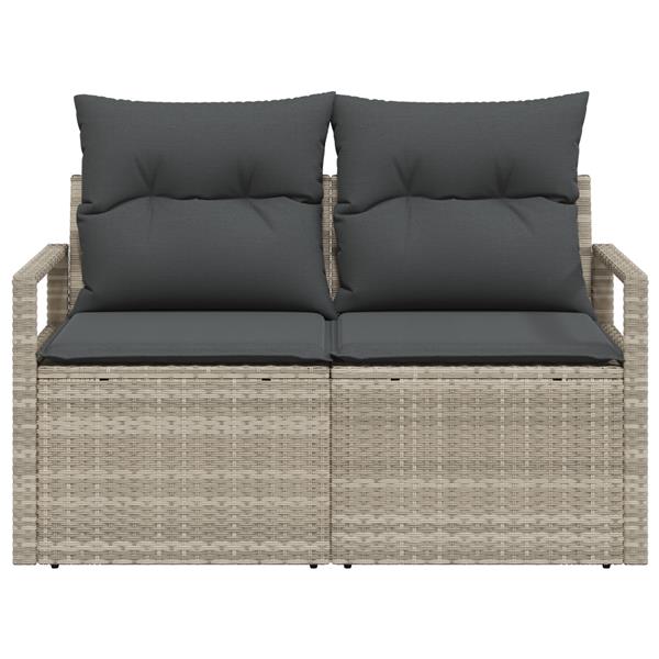 Grote foto vidaxl tuinbank 2 zits met kussens poly rattan grijs tuin en terras tuinmeubelen