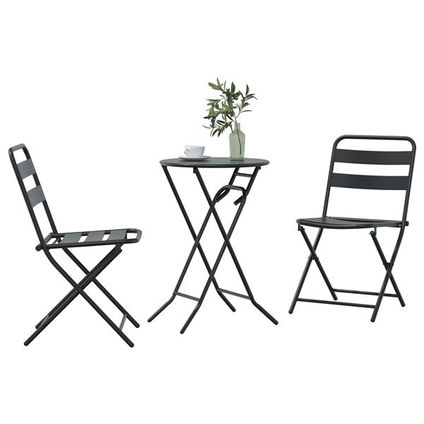 Grote foto vidaxl 3 delige opvouwbare bistro set anthraciet staal tuin en terras tuinmeubelen