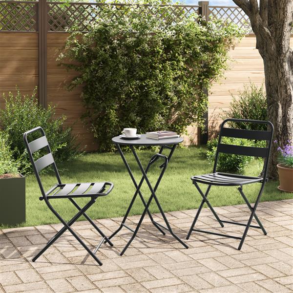 Grote foto vidaxl 3 delige opvouwbare bistro set anthraciet staal tuin en terras tuinmeubelen