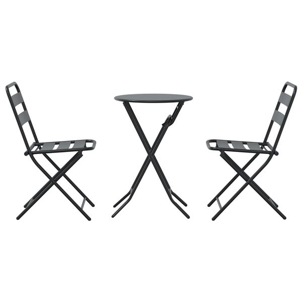 Grote foto vidaxl 3 delige opvouwbare bistro set anthraciet staal tuin en terras tuinmeubelen